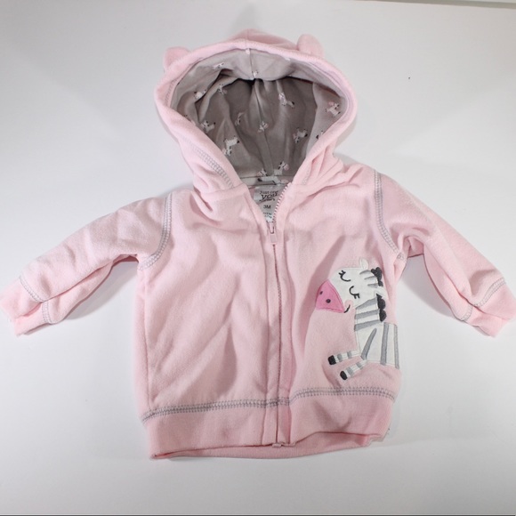 CARTERS Fleece Full Zip Coat Jacket Zebra Pink 3M - Picture 6 of 6